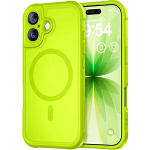 Thomo Magnetic for iPhone 17 Case, [Compatible with Magsafe] [Full Camera Protection] Translucent Matte Military Grade Shockproof with Anti-Fingerprint Phone Cover 2025, Fluorescent Green