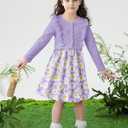 Move Dance Toddler Girls Dresses and Cardigan Sets 2 Piece Fall Picture Day Outfits 2-6T (Purple)