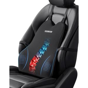 Lumbar Support Pillow for Car Improve Lower Back Pain Relief & Sitting Posture Back Support Memory Foam Back Cushion for Driving, Lumbar Comfort for Long Sitting, Truck with Three Adjustable Straps