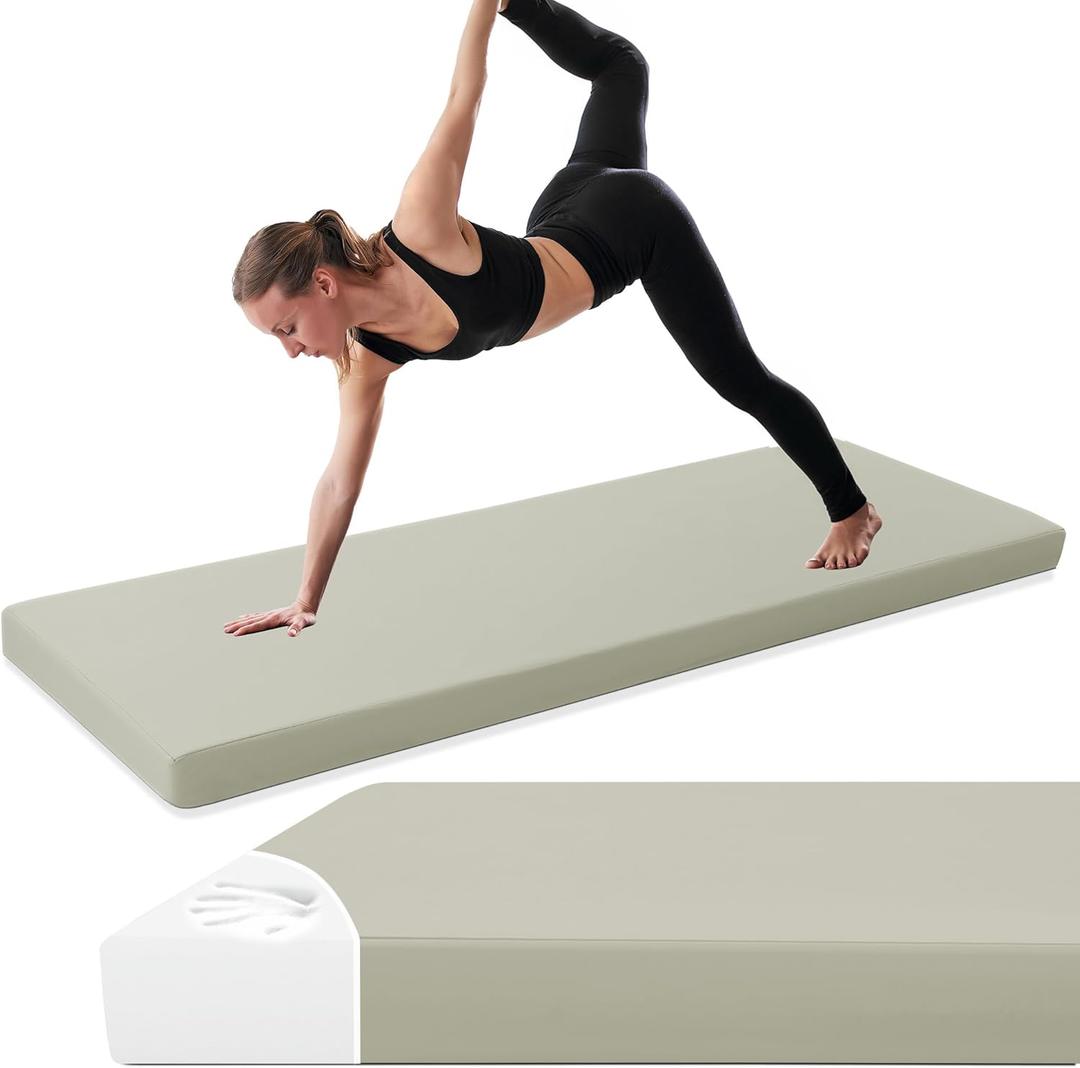 MABOZOO 3-Inch Thick Yoga Mat, 68"x24" Extra Thick PU Leather Exercise Mat, High-Density Foam Gymnastics Cushion for Yoga, Fitness, Pilates, Stretching