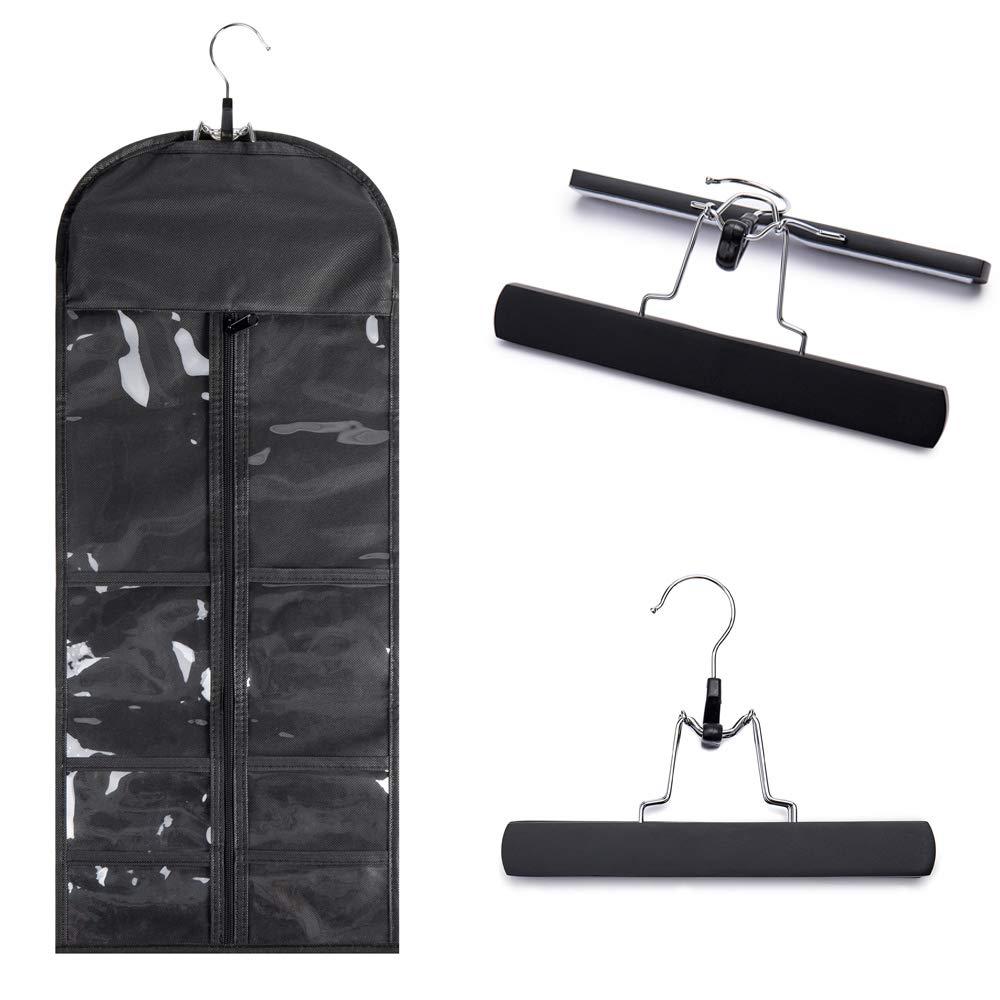 Hairro Portable Hair Extensions Carrier with Front Pockets Non-Woven Dust-Proof Storage Case for Human Hair Extensions, 26 Inch Natural Black