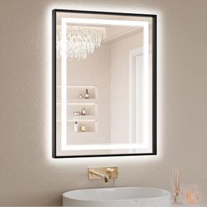 22"x30" LED Bathroom Mirror with Lights, Front & Backlit, Anti-Fog, Dimmable, 3 Color Temperature, CRI 90+, LED Mirror for Bathroom with Premium Full Aluminum Frame, Touch Control with Memory