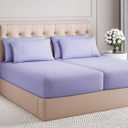 Split King Bed Sheet Set - 7 Piece Split King Bed Sheet Set - Soft Hotel Luxury Bedding - Cooling, Comfy & Breathable - 1 Flat & 1 Fitted & 4 Pillowcases with Deep Pockets - Wrinkle Free - Lavender