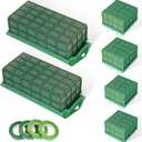 6 Pcs Floral Foam Cage Flower Holder with Floral Foam Blocks Square and Rectangle Suitable for Flower Wedding Garden Decoration and Artificial Flowers