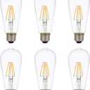 Sylvania LED TruWave Natural Series ST19 Edison Light Bulb, 60W Equivalent Efficient 7W, Dimmable, Clear, 2700K, Soft White - 6 Pack (40908)