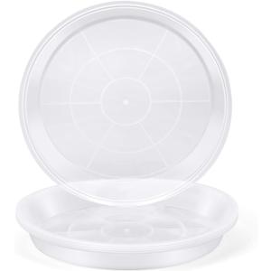 4 Pack 16 17 18 19 20 21 22 in Clear Plastic Plant Saucers for Indoors, Durable Plant Trays for Pots and Plant Water Catcher Tray with No Holes, Reusable Plastic Trays for Plants (19''-4Pack)