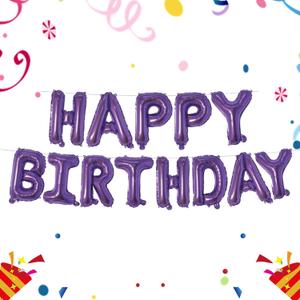 Dark Purple Happy Birthday Balloons Banner 16 Inch Mylar Foil Letters, Inflatable Party Decor and Birthday Decorations for Women, Men, Boys & Girls Kids and Adults, Reusable, Party Supplies