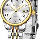 Taxau Gold Silver Two Tone Women Stainless Steel Watch Small Wrist ElegantDress Watch for Women Fashion Luxury Waterproof Day Date Analog Quartz Ladies Watches