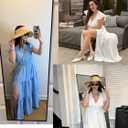 Summer Split Tiered Dress - A-Line Flowy Tiered Maxi Dress : 2025 Causal Wrap V Neck Ruffle Sleeve Beach Sundress(Blue) (Blue)