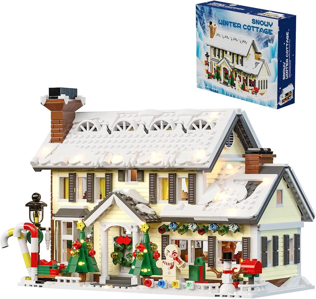 Winter Christmas Holiday House Building Set, Holiday Village Blocks, Christmas House Gifts for Adults and Teen (1431pcs)