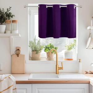 ChrisDowa Blackout Curtains 36 Inches Long for Living Room, Grommet Thermal Insulated Room Darkening Curtains for Bedroom (1 Panel Set, Royal Purple, 42W x 36L)