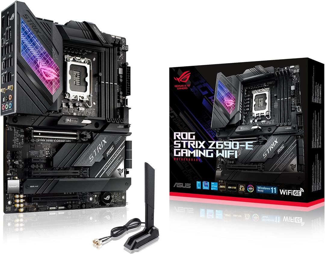 Asus ROG Strix Z690-E Gaming WiFi Desktop Motherboard - Intel Z690 Chipset - Socket LGA-1700 - Intel Optane Memory Ready - ATX - Pentium Gold, Celeron, Core i5, Core i7, Core i9 Processor Supported -