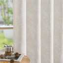 FMFUNCTEX Beige Floral Jacquard Blackout Curtains 84 Inches Long for Bedroom, Scroll Flower Chenille Farmhouse Curtains for Living Room Darkening Thermal Insulated Grommet Window Drapes 2 Panels