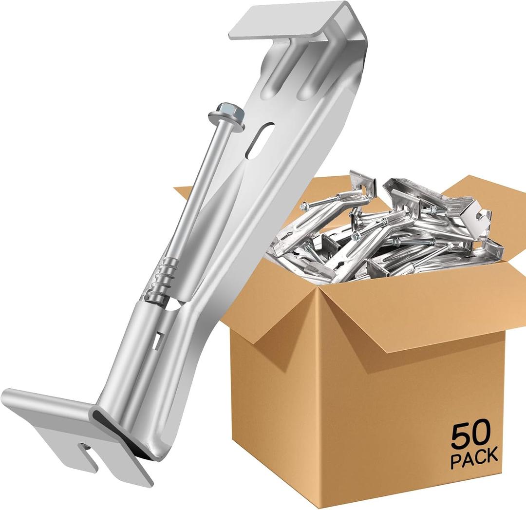 5 Inch Gutter Hangers, Hidden Aluminum Gutter Brackets with Assembled Screw - Support Sagging rain gutters (50 Pcs)