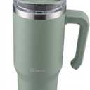 B-Well 40-Ounce Stainless Steel Mug with Straw, Light Green