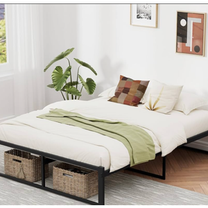 Anyelse Queen Bed Frame, 14 Inch High Heavy Duty Metal Platform Bed Frame Full Size No Box Spring Needed, Large Under Bed Storage Space, Anti-Slip, Noise-Free (Max Load: 1200lb)