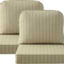 Outdoor Cushions for Patio Furniture Set of 2, 24"x24" Water Repellent Chair Cushions Removable Seat Bottom & Back Cushion Covers for Chair, Sofa, Couch, Beige Brown Stripe