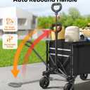 Raynesys 3 in 1 Collapsible Wagon Converts to Bench, 220lbs Foldable Wagon Cart with Wheels, 120L Shopping Cart for Groceries Folding Utility Wagon for Beach, Garden, Camping, Sport, Black