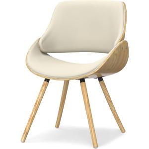 SIMPLIHOME Malden Dining Chair in Light Wood, Natural Linen Look Fabric, 22.8" W x 20.9" D x 30.9" H, Mid-Century Modern Style for Dining Room