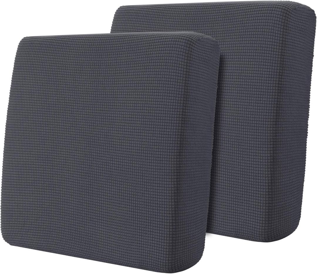 Hokway Stretch Couch Cushion Slipcovers Reversible Cushion Replacement Slipcovers Sofa Cushion Covers (Gray, 2)