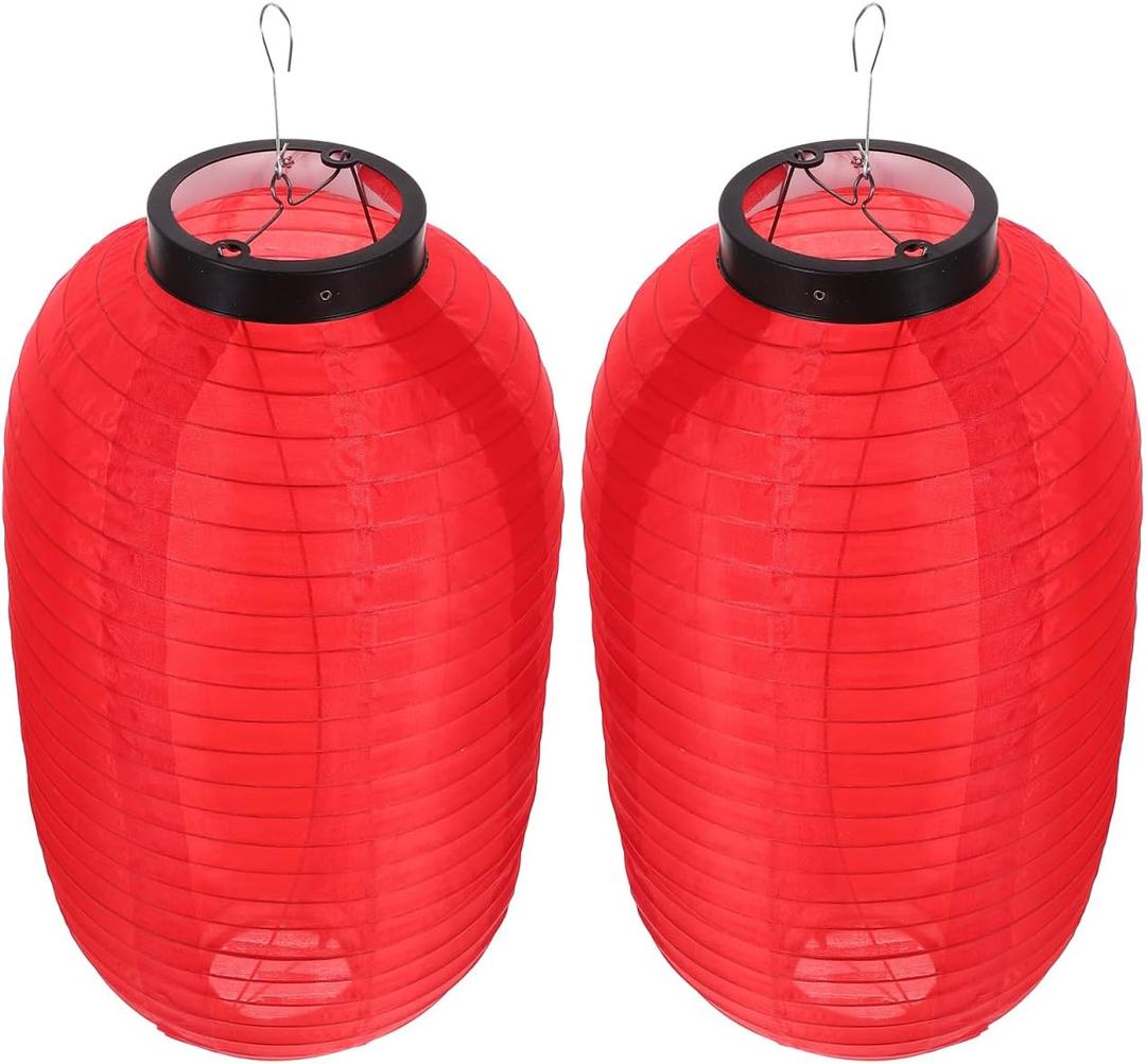 PRETYZOOM 2pcs Silk Hanging Lanterns Ornaments 17" Foldable and DIY Support Sushi Restaurant Decor Home Porch Garden Tree Ornaments