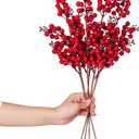 Lvydec 2 Pack Artificial Red Berry Stems Clearance - 19.5 Inch Christmas Holly Berry Branches for Holiday Home Decor and Crafts
