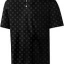 ZITY Mens Golf Shirts Short Sleeve Print Patterns Performance Moisture Wicking Polo Shirt (Large, Black Love)