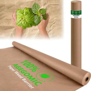 Biodegradable Weed Barrier, 4 x 100 Ft Heavy Duty Garden Paper Biodegradable Landscape Fabric Paper Garden Mulch Rolls Weed Barrier for Weeds, Paper Mulch Rolls Garden Paper for Outdoor Garden Lawn