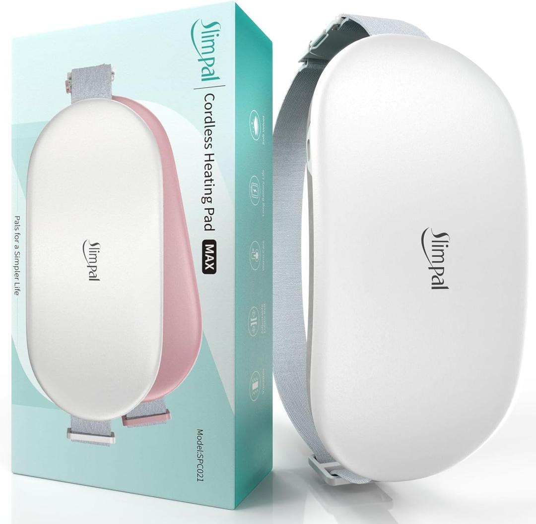 Slimpal Heating Pad for Period Cramps, Plus-Sized Portable Electric Heating Pad, Menstrual Cordless Heat Belt Back, Belly, Waist Pain Relief, Long-Lasting Battery, Gift for Her Girl Women Wife, Beige (Large)