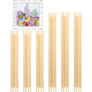 Hotop 6 Set Stretcher Bars for Needlework 2 Size Wooden Canvas Stretcher Bars for Needlepoint Embroidery Stitch Frame Set Bundle with Crafts