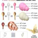 Pink Ivory Rose Gold Balloon Arch Kit  Double Stuffed Light Pink Cream White Balloons with Gold Butterflies for Baby Shower, Bridal, Birthday, Princess, Engagement, Garden Party Decorations