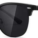AEVOGUE Polarized Sunglasses For Women And Men Semi Rimless Frame Retro Sun Glasses AE0369 (All Black)