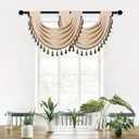 ELKCA Thick Chenille Waterfall Swag Valances for Living Room Beige Valance Curtains for Kitchen, Pack of 2 (Beige, 30" W x 22" L) 