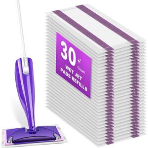 Disposable Wet Jet Refill for Swiffer Wet Jet Mop,30-Pack Multi-Surface Spray Mop Pad Refills for Floor, Bathroom, Kitchen, Living Room Cleaning, Super Strong Stains Absorption