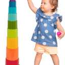 Battat  Stacking Toy  Educational & Dexterity Toy  Nesting Cup Playset  Water & Beach Toys  18+ Months  Stack Up Cups, Medium, 10 Pieces set