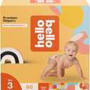 Hello Bello Premium Diapers Size 3, Honeysuckle Designs, 66ct Club Box, Hypoallergenic and Extra Absorbent