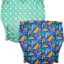 Unisex Adult Incontinence Pants, Reusable Diapers for Adults, Adult Cloth Diaper Cover, Incontinence Underwear Suitable for Bedridden, Elderly and Incontinent People2PCS Graffiti + Circle XL