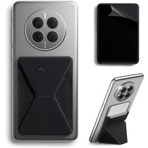 MOFT Phone Stand, Adhesive Card Holder Fits 2-3 Cards, Slim & Portable Phone Wallet, 2 Viewing Angles, RFID Blocking, Compatible with iPhone, Galaxy and Most Smartphones-Jet Black