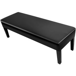 SearchI Waterproof Dining Bench Cover, Stretch Washable Long Bench Seat Covers, Rectangle Dining Table Bench Slipover for Dining Room, Living Room, Kitchen(Pu Black)