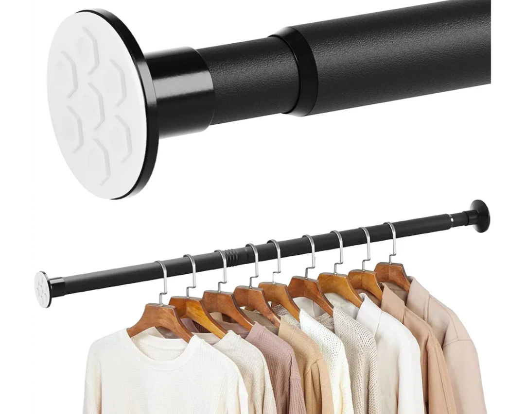 No Drilling Closet Rod, 27.5-63 Inches Hanging Closet Rod for Clothes, Closet Bar & Pole Heavy-duty, Closet Rods for Hanging Clothes For Closet