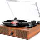 Vinyl Record Player Turntable with Upgraded Speakers Wireless Vintage Vinyl Player with USB Input, 3 Speed,AUX in,Headphone Jack and RCA Out