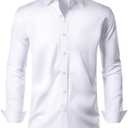 Alimens & Gentle Men's Dress Shirts Long Sleeve Wrinkle Free Stretch Business Casual Wedding Button Down Shirt Medium