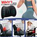 BYMECOST Lumbar Support Pillow for Car, Memory Foam Car Seat Back Support Pillow for Driving, Back Cushion with Strap for Pain Relief, Ergonomic Back Cushion for Office Chair, Wheelchair (Black)