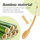 Bath Body Brush Shower, 22" Super Long Curved Bamboo Handle Antiskid Back Body Scrubber Wet/Dry Brushing, Moderately Soft Natural Bristle Body Brush for Showering