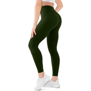 High Waisted Leggings for Women, Tummy Control Leggings No See Through Workout Yoga Pants (XX-Large, 14 Olive Drab)