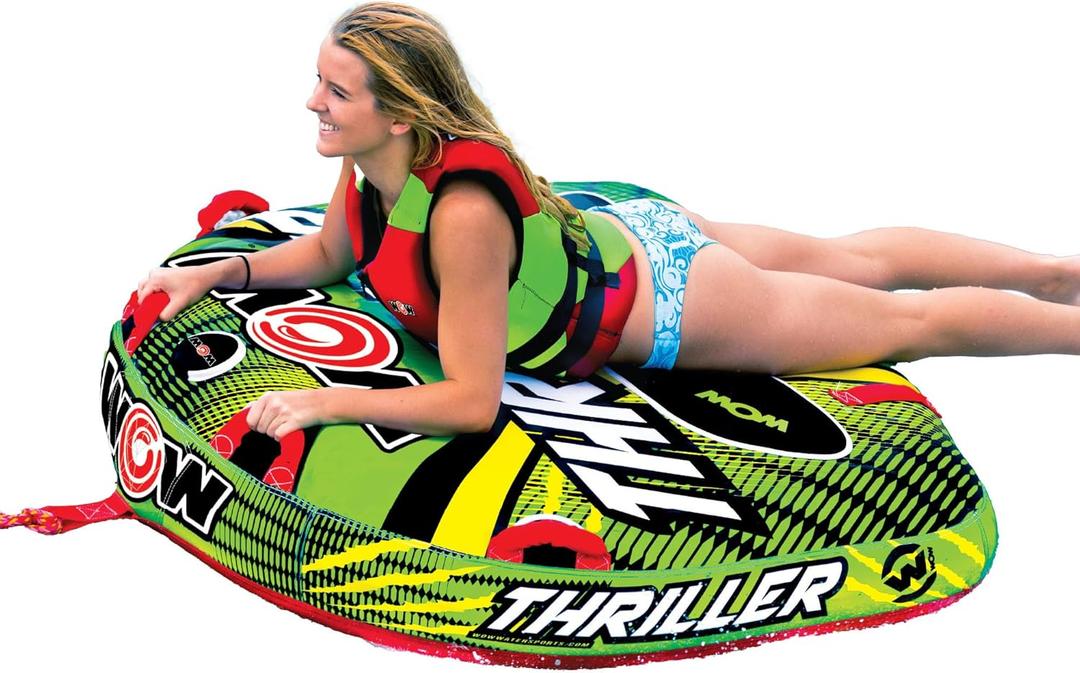 WOW Sports Thriller Towable Deck Tube for Boating Adults, Tubing Boat Inflatable for Water Sports (1 person)