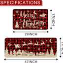 Christmas Kitchen Rugs and Mats Set of 2, Merry Christmas Floor Decor for Home Kitchen, 17x29 and 17x47 Inch