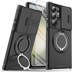 Giyer Heavy Duty Case for Samsung Galaxy S23 Ultra Case Military Grade Shockproof Rugged S23 Ultra 5G Phone Case for Samsung Galaxy S23 Ultra Protective Cover with Ring Magnetic Kickstand (Black)