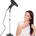 Erytlly Hair Dryer Stand Hands Free 360-Degree Rotating Adjustable Height Metal Hair Dryer Stand Blow Dryer Holder for Bathroom, Vanity, Makeup Room