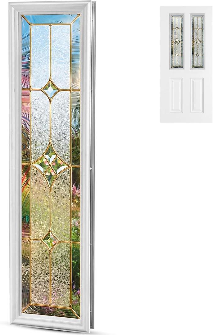 Pushglossy 8" x 36" Entry Door Glass Window Insert, Nouveau Sidelite